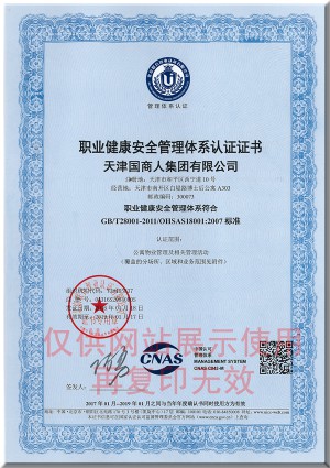 職業(yè)健康安全管理體系認(rèn)證證書